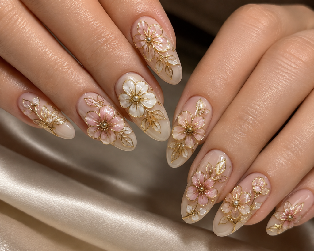 Gold-lined florals