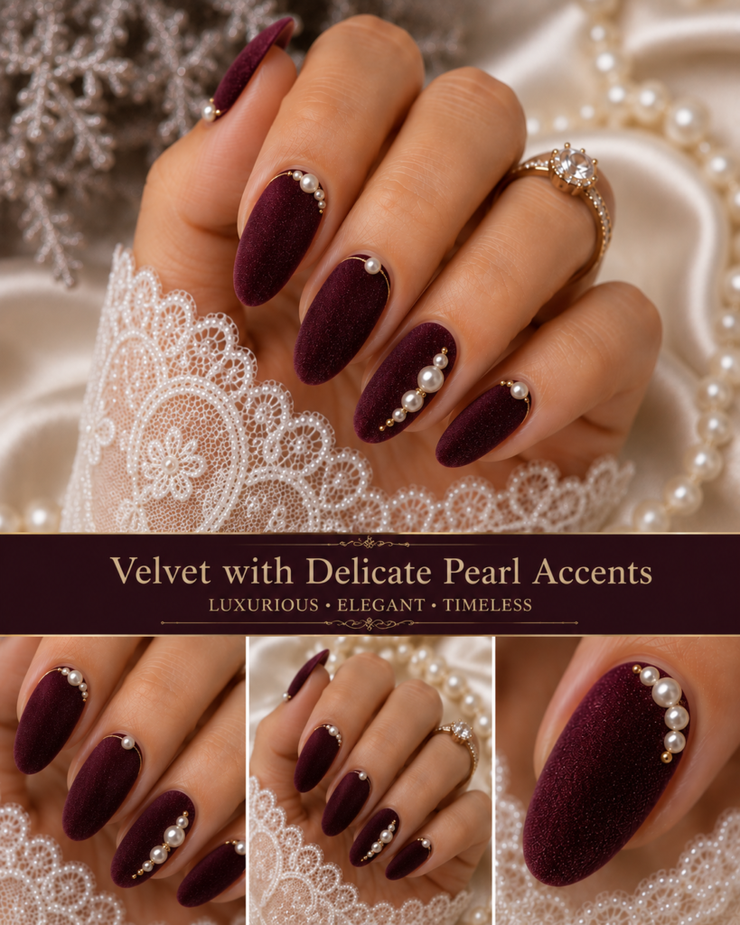 Velvet Pearl Nail Art Elegance
