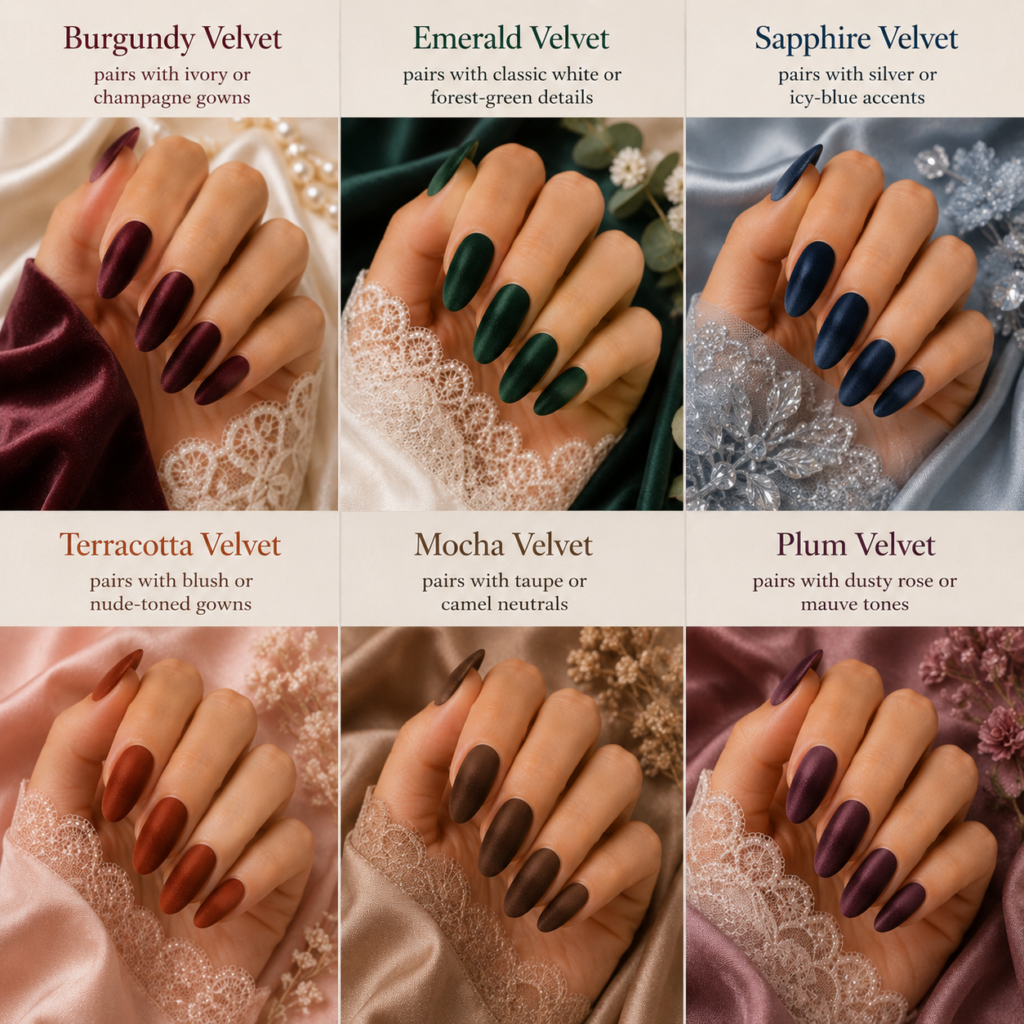 Best Velvet Nail Colors for Fall Brides