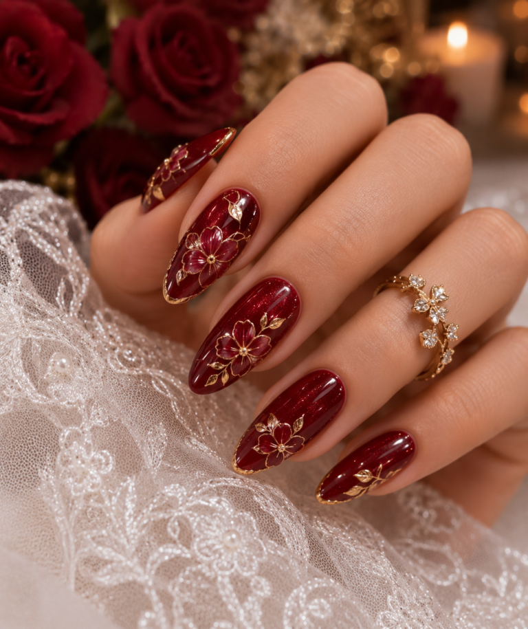 Floral Wedding Nails
