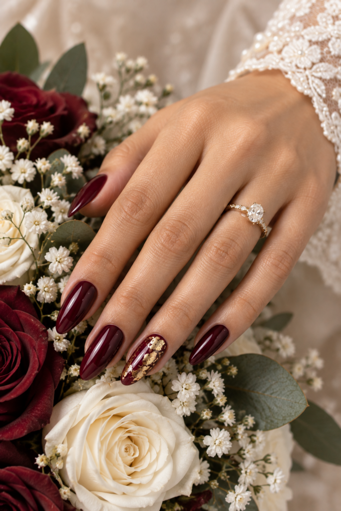 Burgundy Bridal Manicure Bouquet