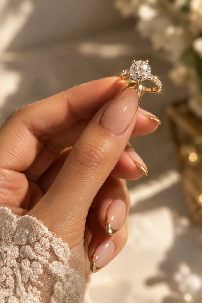 Nude with Gold-Tipped French 