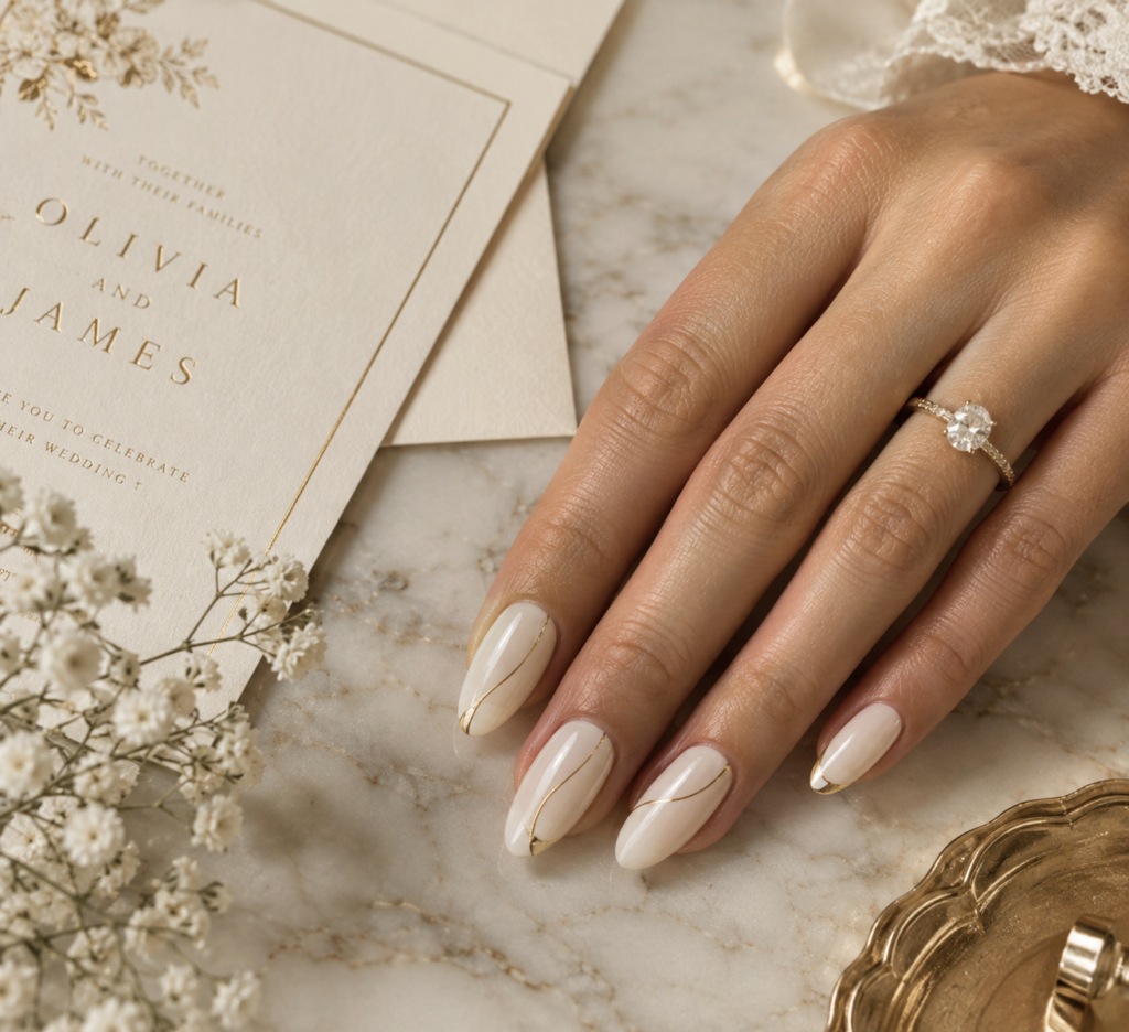 Cream with Fine Gold Line Art