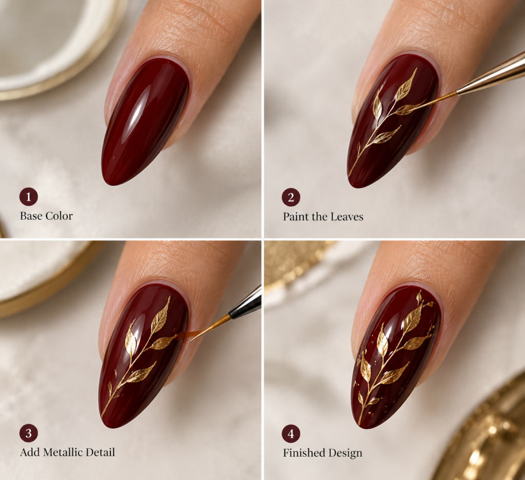 Step-by-Step: DIY Leaf Accent Nail