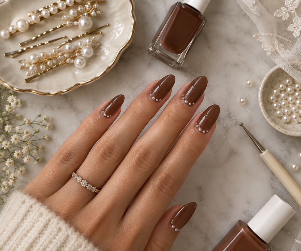 Brown with Delicate Pearl Details