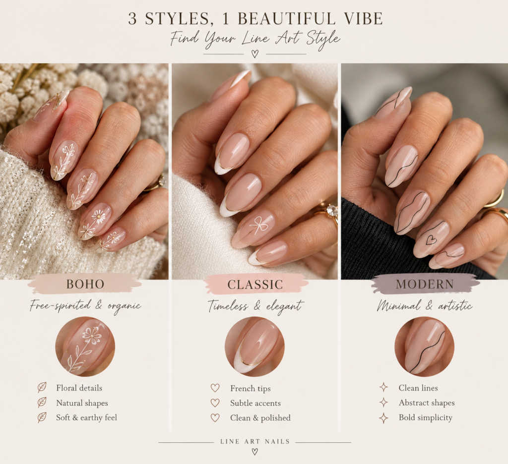 Three Line Art Manicure Styles