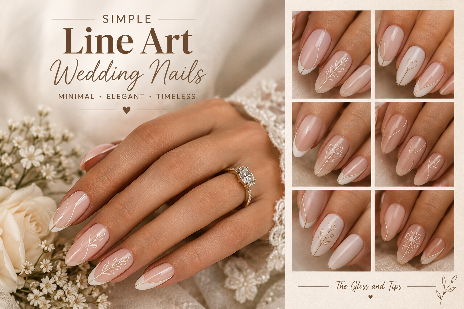 Simple Line Art Wedding Nails: 15 Minimalist Bridal Nail Ideas You'll Actually Want to Copy
