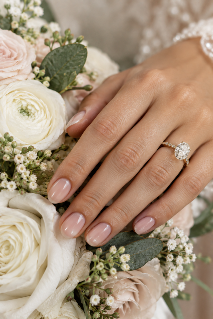  glossy nude manicure