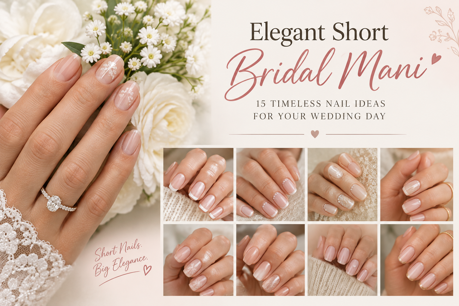 Elegant Short Bridal Mani: 15 Timeless Nail Ideas for Your Wedding Day