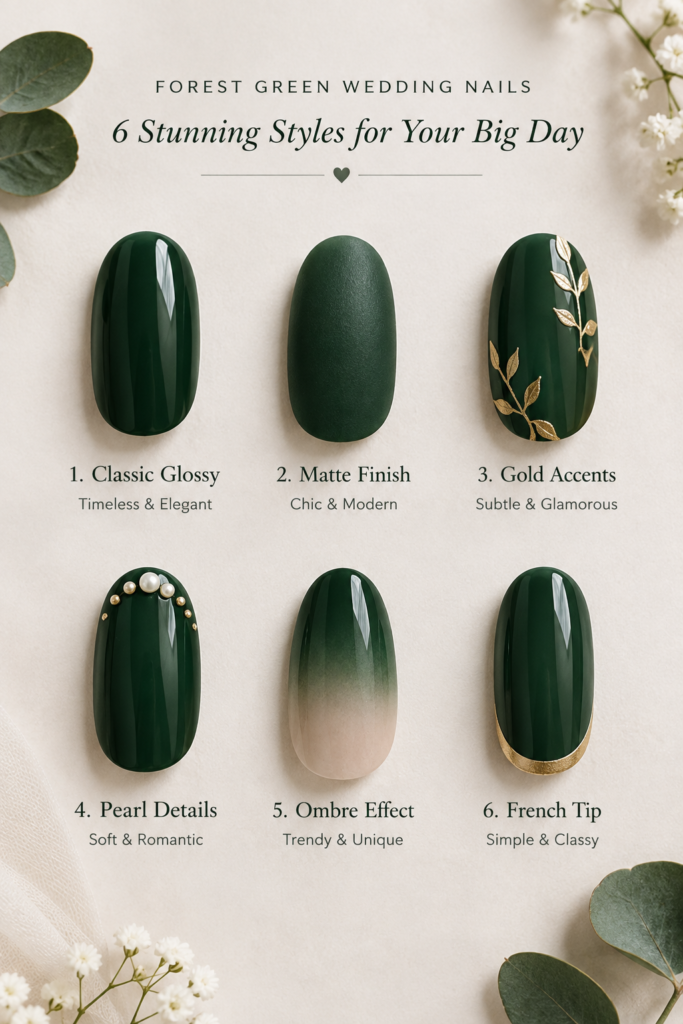 Forest Green Wedding Nail Styles