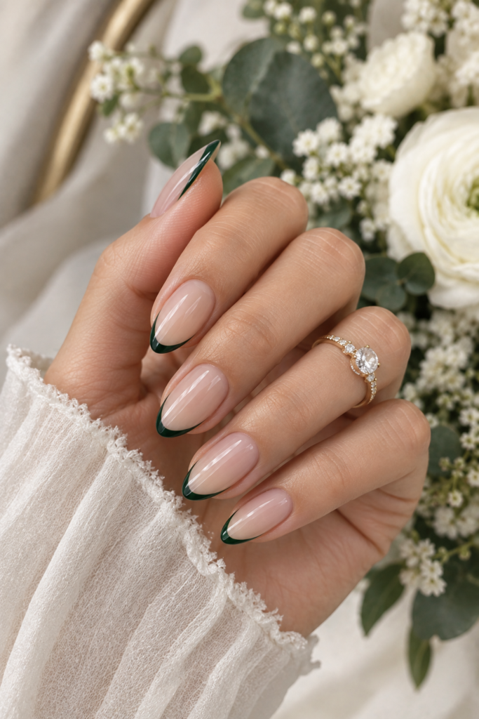 Minimalist French Tips, Green Edition