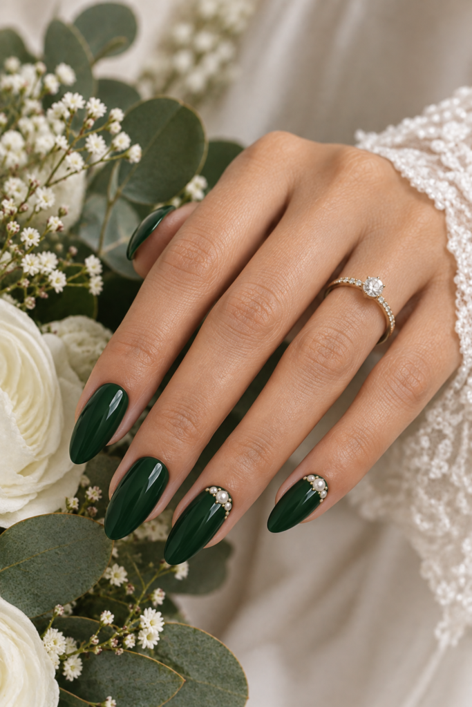 Forest Green with Tiny Pearl Details