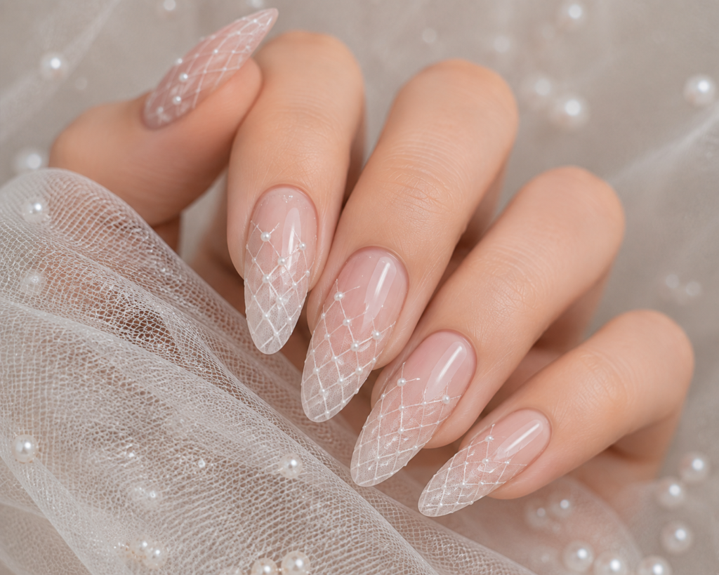Textured "netting" nail art 