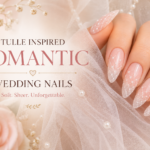 Tulle inspired bridal nails