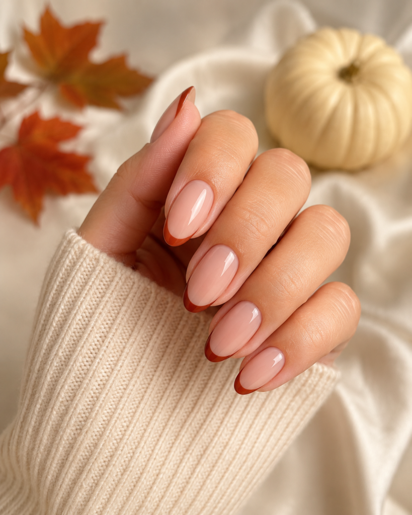Minimalist French Tips with a Fall Twist