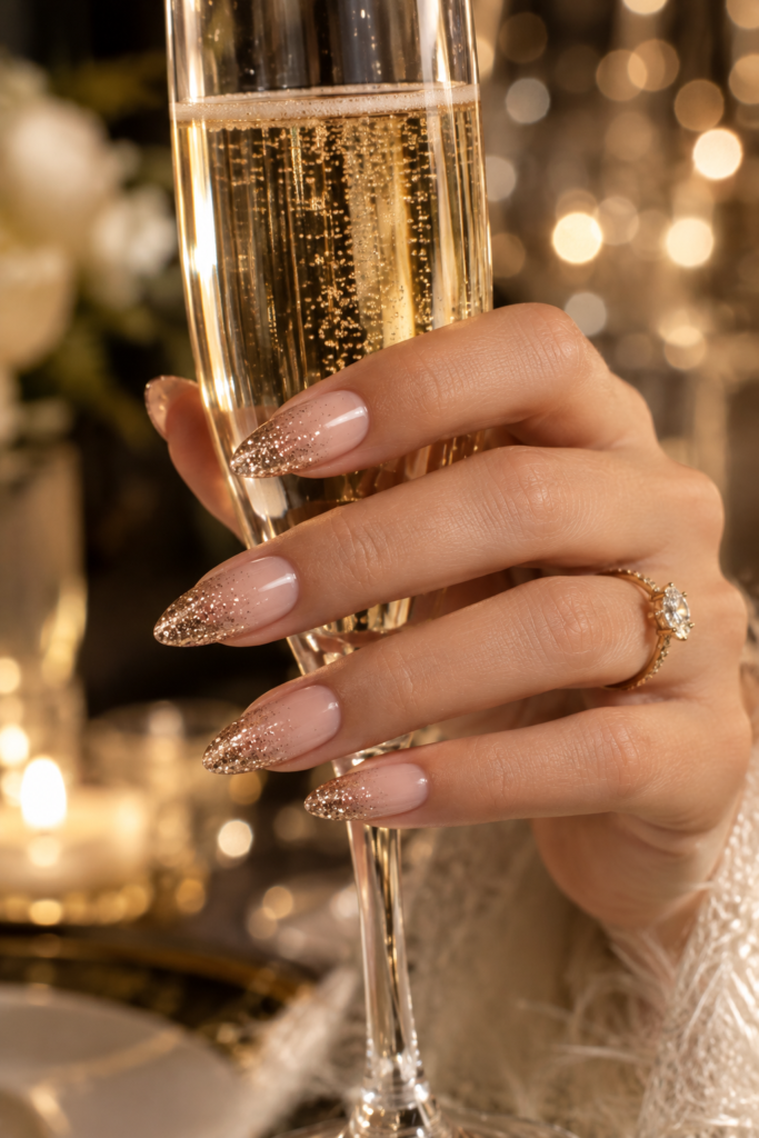 Golden Glitter Nails