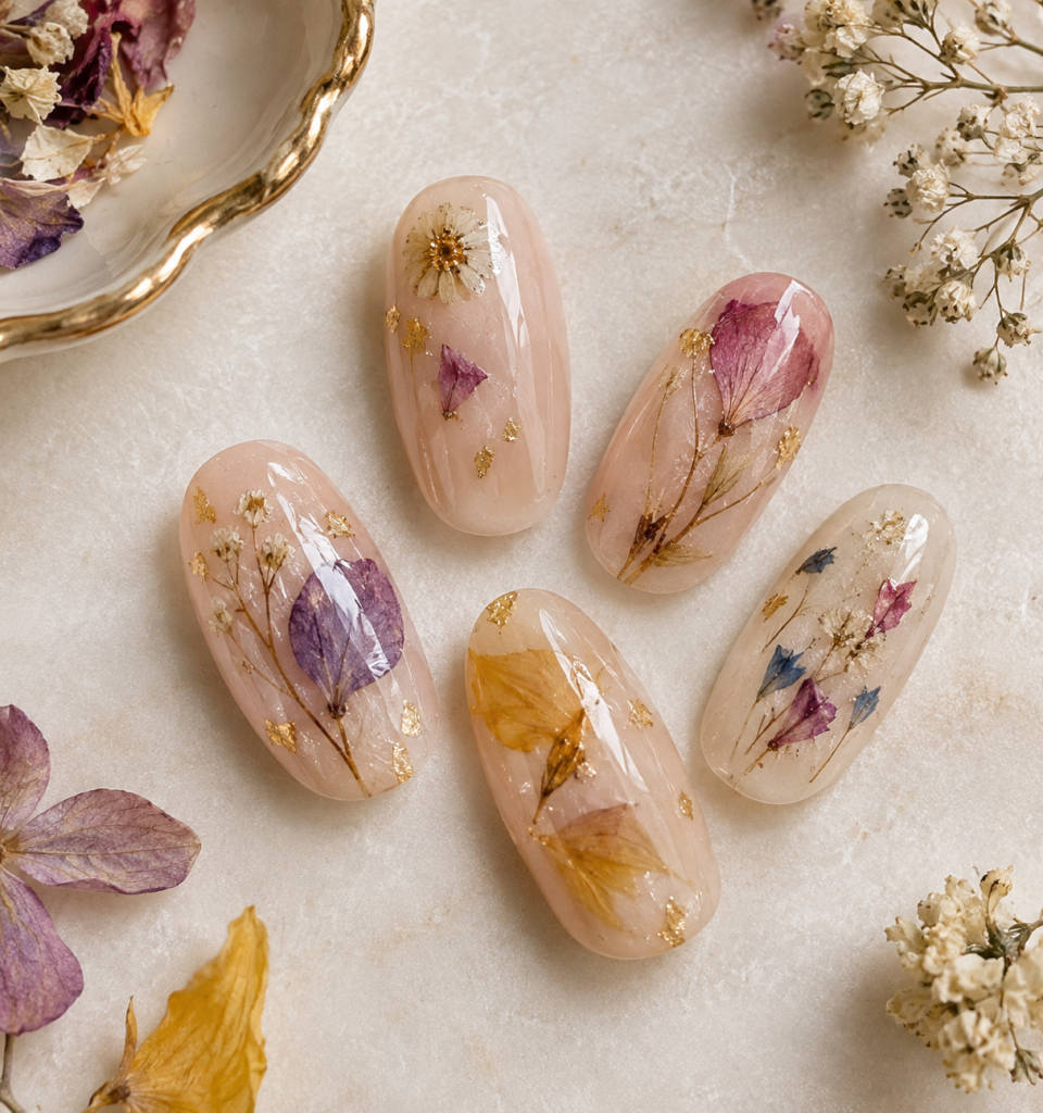 Pressed Flower Nail Art