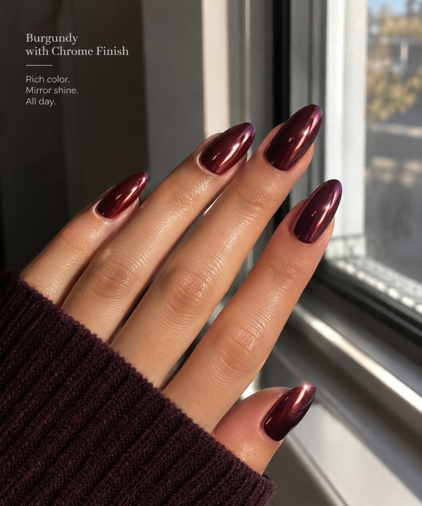 Burgundy Chrome Nail Glow