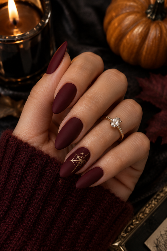 Burgundy Spiderweb Manicure Glow