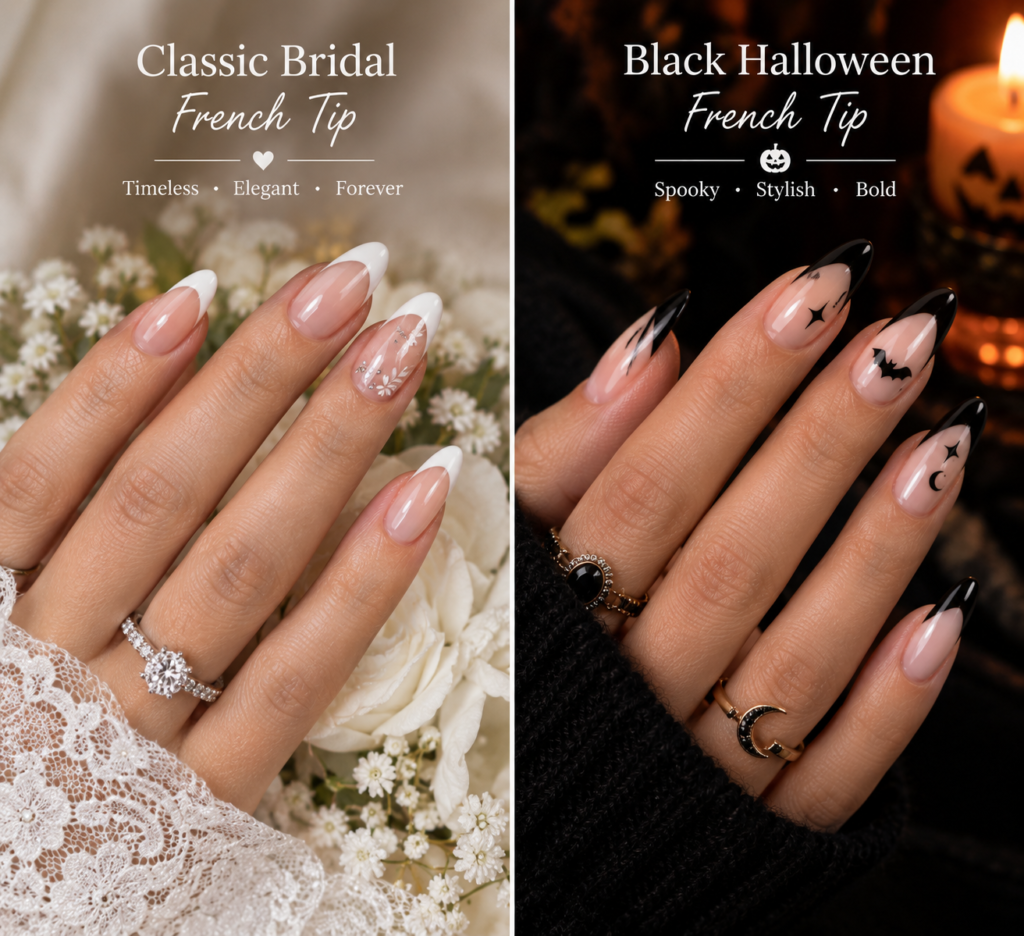 Bridal French vs Halloween Black Tips