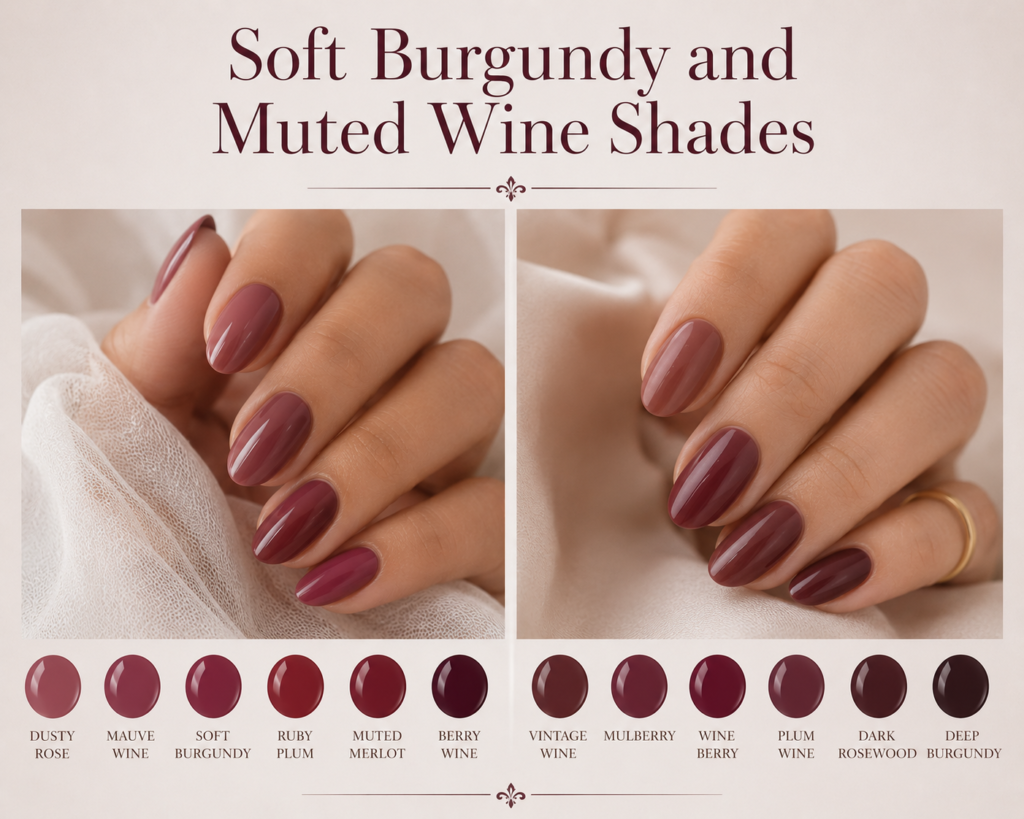 Soft Burgundy and Muted Wine Shades