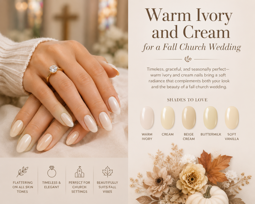 Warm Ivory and Cream for a Fall Church Wedding