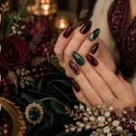 Deep Burgundy and Emerald: Winter Wedding Nail Inspiration for the Modern Bride