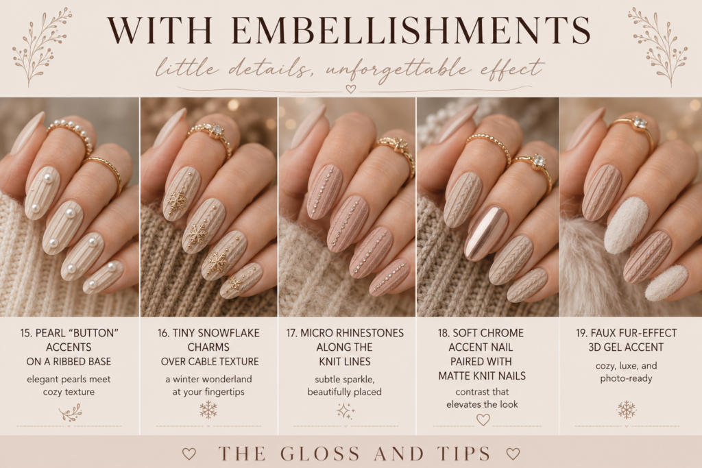 Sweater Nail Design With Embellishments