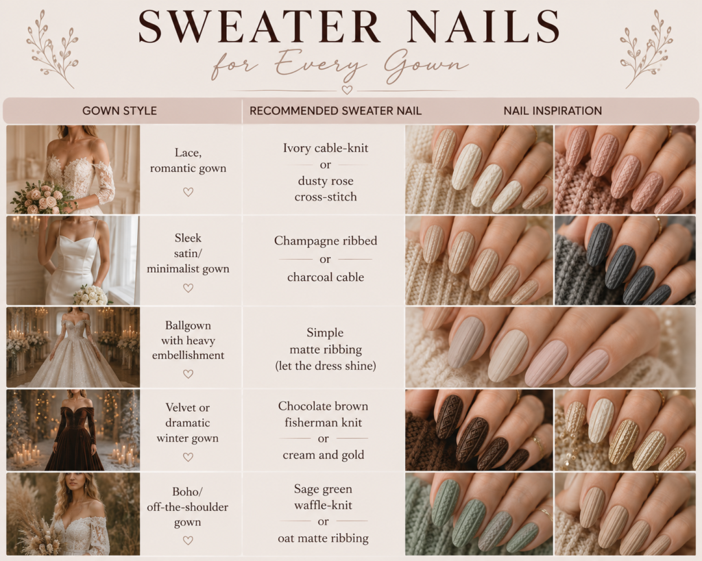 Matching Your Sweater Nails to Your Wedding Gown