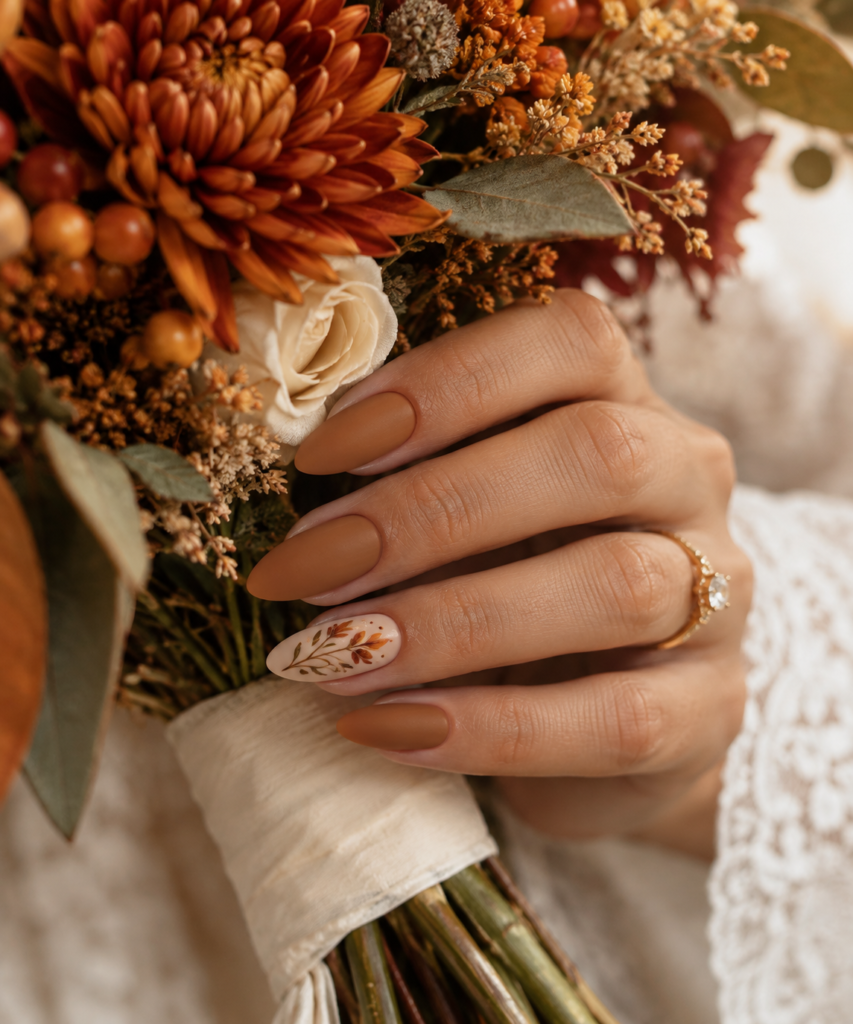 utumn Bridal Bouquet and Floral Nails