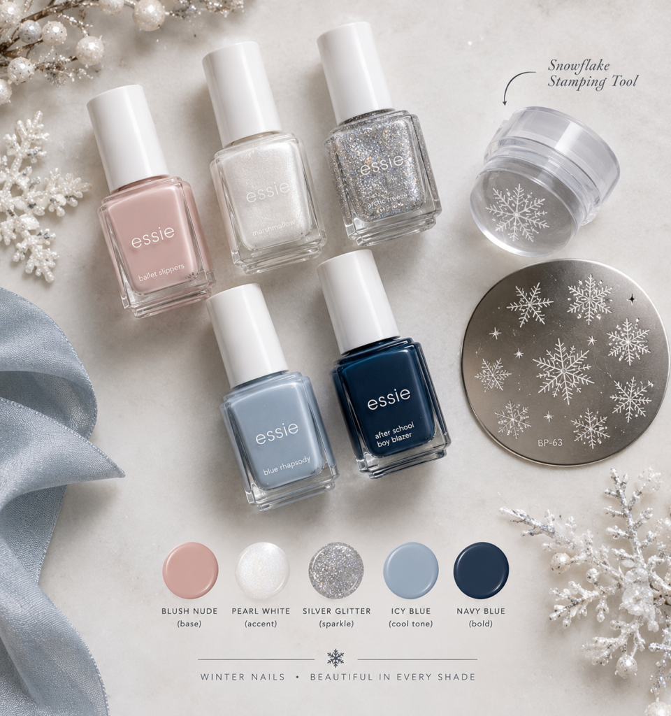 Winter Wonderland Nail Art Flat Lay