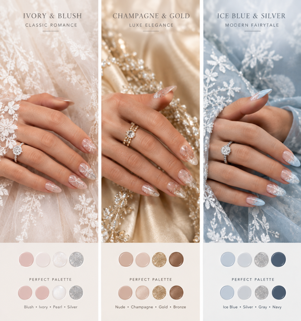 Winter Bridal Nail Palette Triptych
